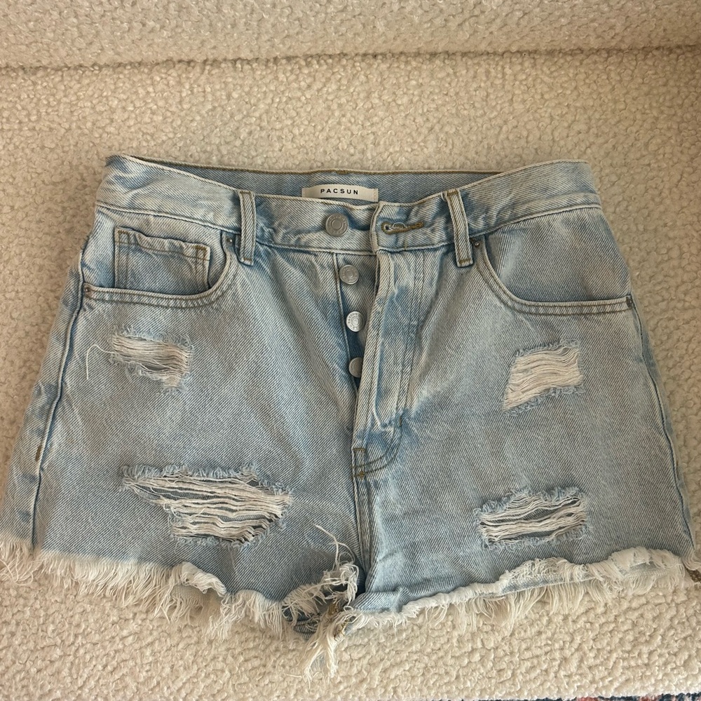 PacSun Faded Blue Ripped Jean Shorts